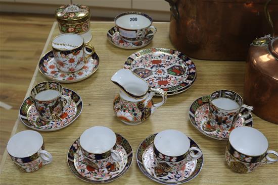 A collection of Crown Derby Imari cups and saucers, etc.